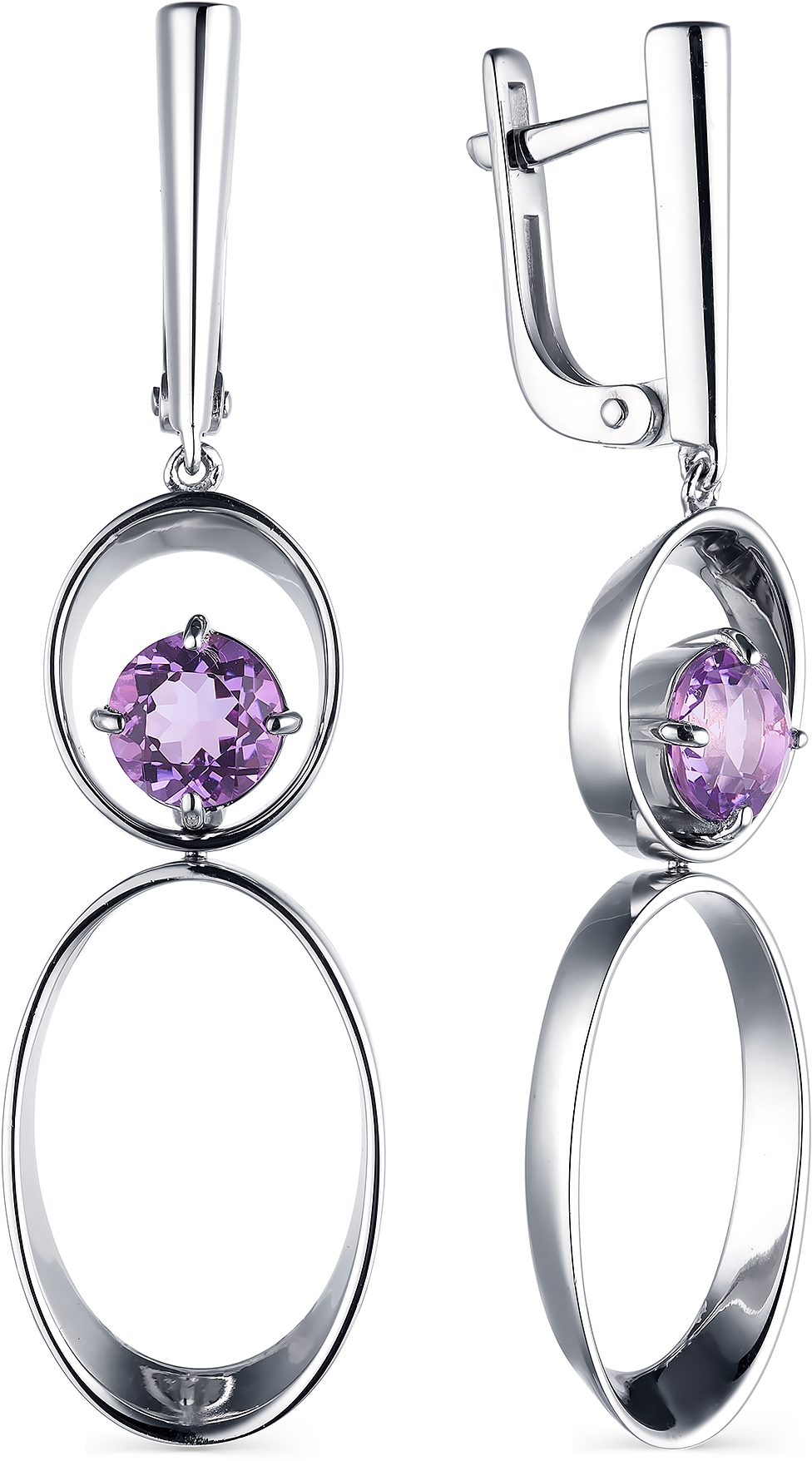

Серьги женские из серебра АЛЬКОР 02-1701, аметист, 02-1701