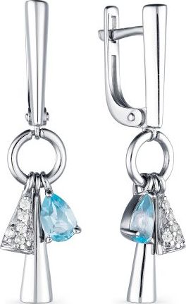 

Серьги женские из серебра АЛЬКОР 02-1738, топаз/фианит, 02-1738