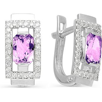 

Серьги женские из серебра АЛЬКОР 02-0276, аметист/фианит, 02-0276