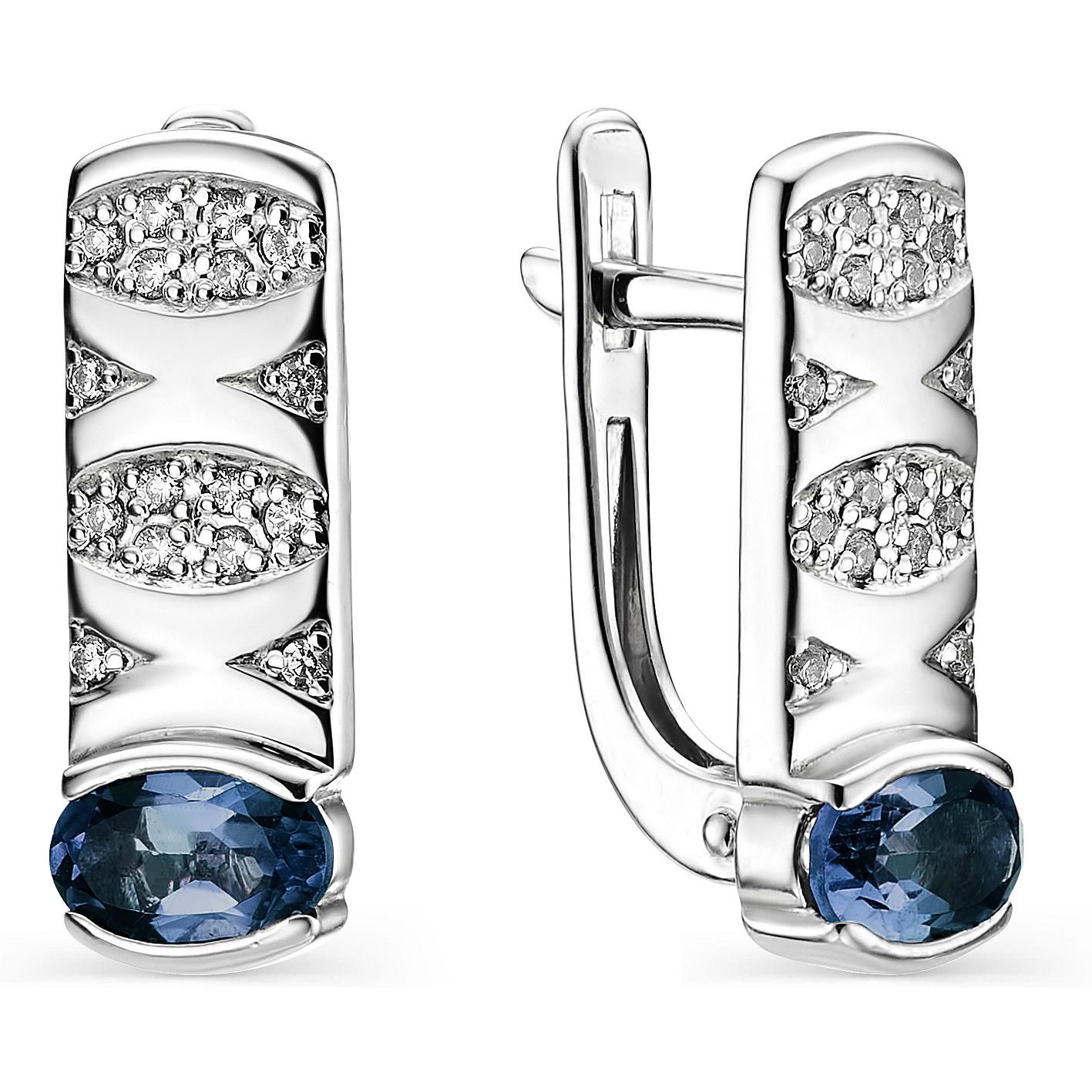 

Серьги женские из серебра АЛЬКОР 02-0328, топаз/фианит, 02-0328
