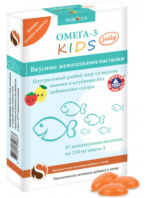 

NORSAN ОМЕГА-3 KIDS Jelly пастилки 45 шт., ОМЕГА-3 KIDS Jelly 45 пастилок