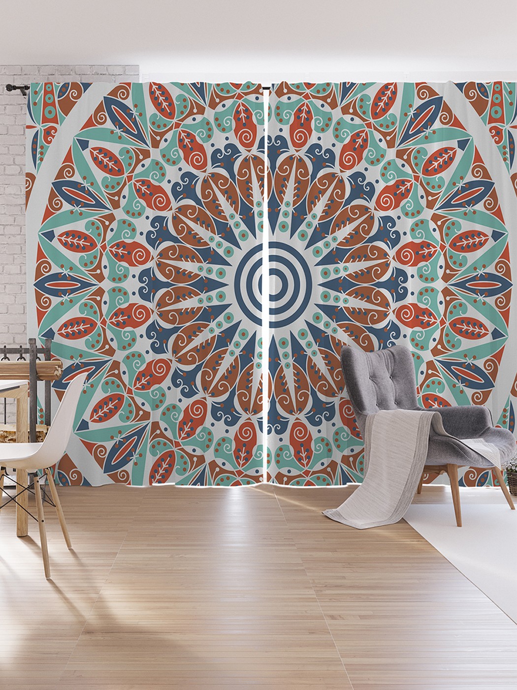 

Шторы под лён JoyArty "Орнамент с кругами", серия Oxford DeLux, 340х265 см, Орнамент с кругами