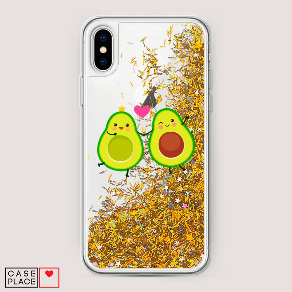 

Жидкий чехол с блестками "Авокадо любят" на Apple iPhone XS Max (10S Max), 11990-1