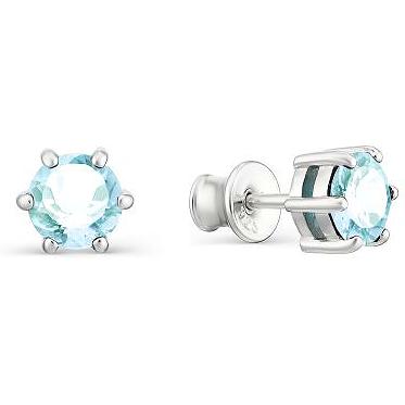 

Серьги-пусеты из серебра АЛЬКОР 02-1194, аквамарин, 02-1194