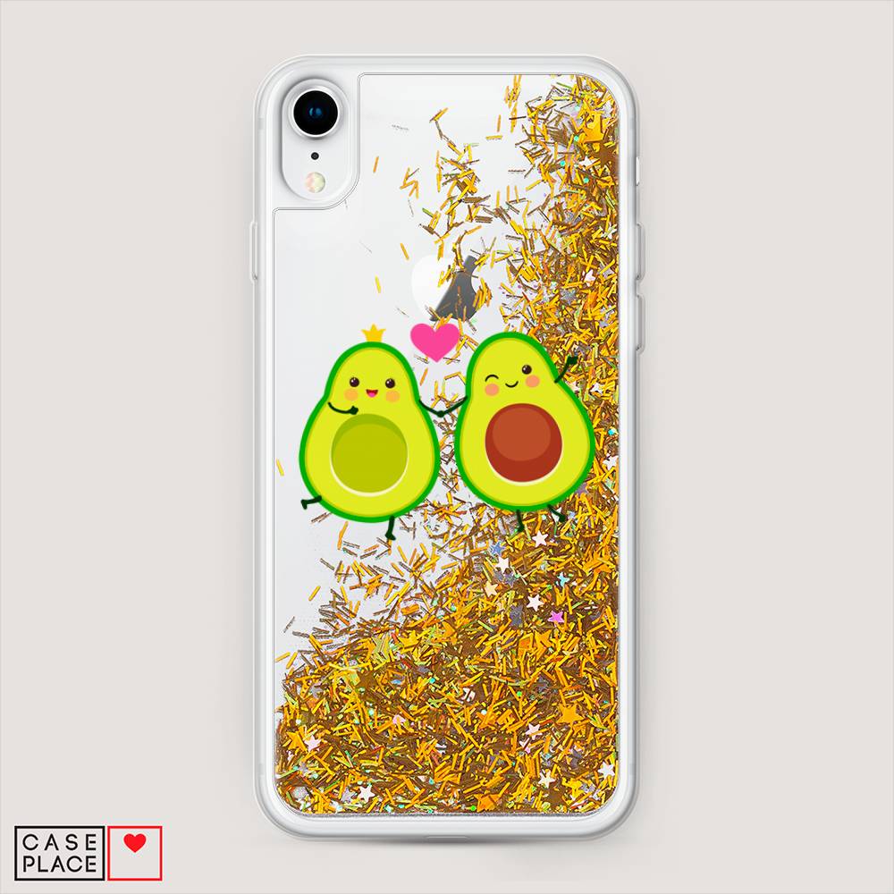 

Жидкий чехол с блестками "Авокадо любят" на Apple iPhone XR (10R), 12090-1