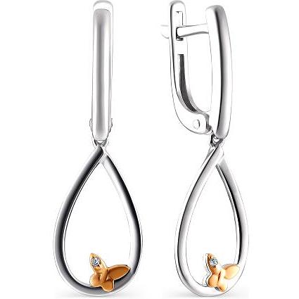 

Серьги женские из серебра АЛЬКОР 02-2064, бриллиант, 02-2064
