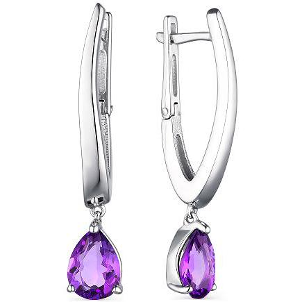 

Серьги женские из серебра АЛЬКОР 02-1988, аметист, 02-1988