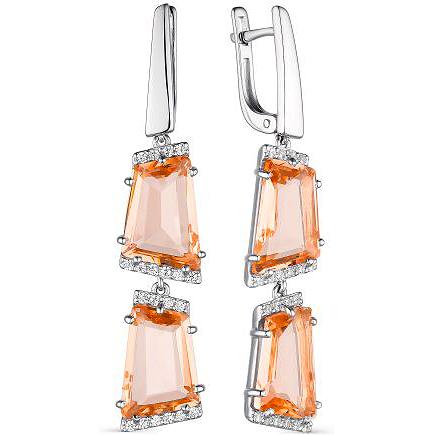 

Серьги женские из серебра АЛЬКОР 02-1799, фианит/морганит, 02-1799