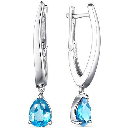

Серьги женские из серебра АЛЬКОР 02-1988, топаз, 02-1988
