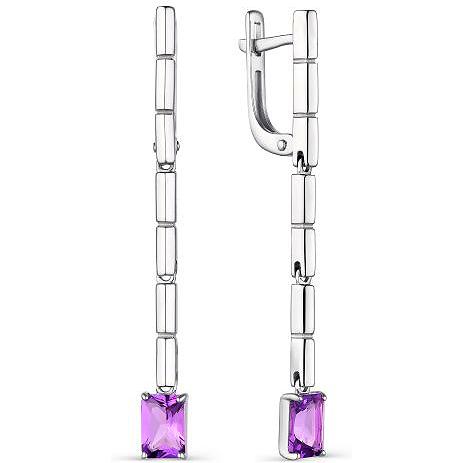 

Серьги женские из серебра АЛЬКОР 02-1908, аметист, 02-1908