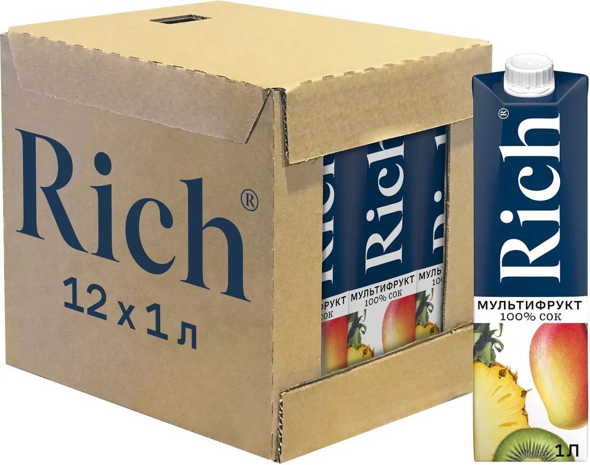 

Сок Rich Мультифрукт 12 штук по 1 л