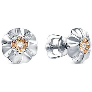 

Серьги-пусеты из серебра АЛЬКОР 02-1454, бриллиант, 02-1454