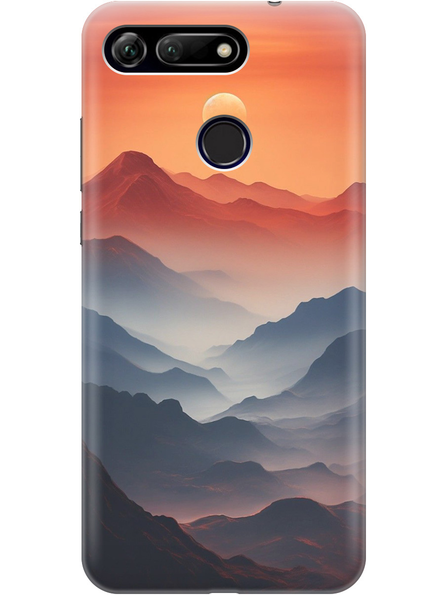

Силиконовый чехол на Honor View 20 (V20) с принтом "Луна над горами", Прозрачный;оранжевый;черный, 720257710