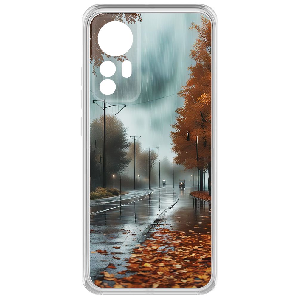 

Чехол-накладка Krutoff Clear Case Осенний дождь для Xiaomi 12, Прозрачный
