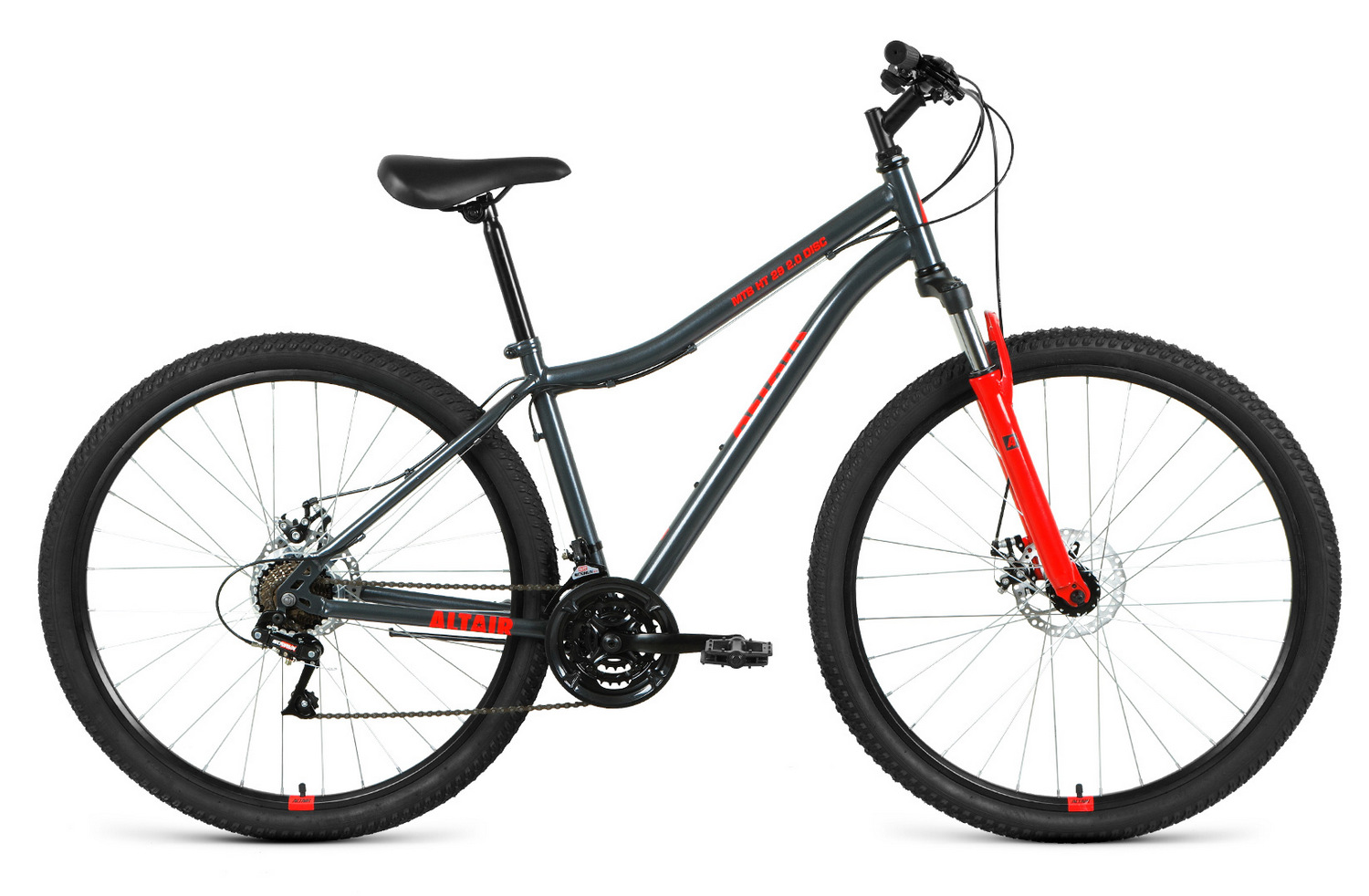 фото Altair велосипед mtb ht 29 2.0 disc, 2021, ростовка 21, серебристый, красный