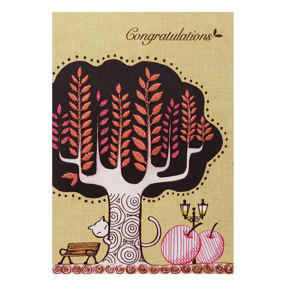 MWA06 Поздравительная открытка с вышивкой Congratulations, 12*17 см.(конверт в комплекте)