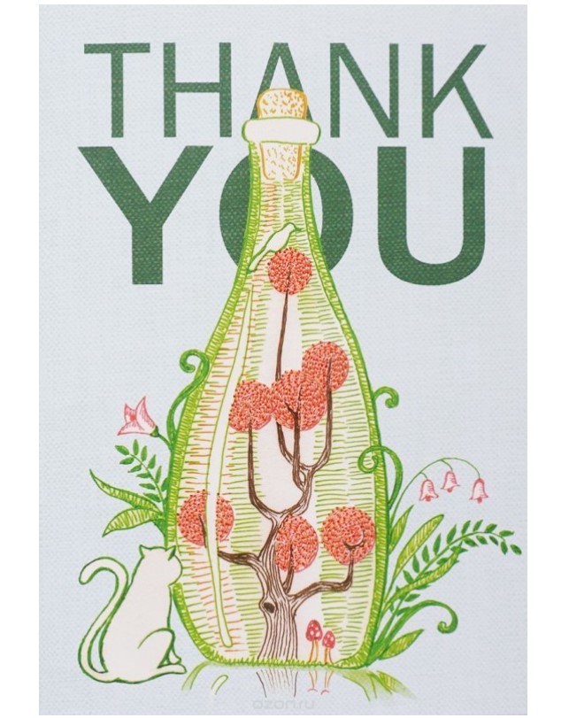 Поздравительная открытка с вышивкой Thank You, 12*17 см.(конверт в комплекте)
