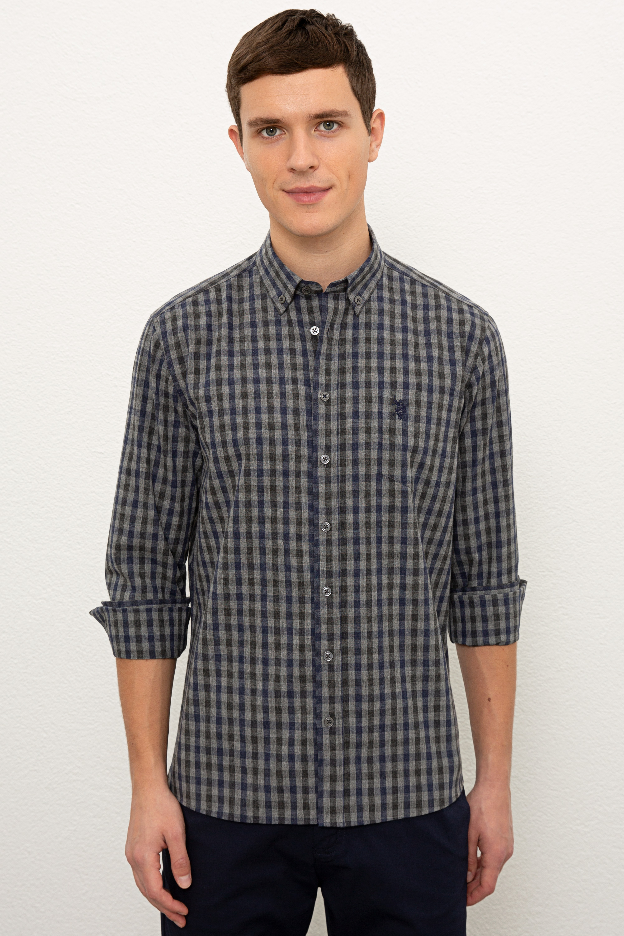 

Рубашка мужская U.S. POLO Assn. G081GL0040ENGER синяя S, G081GL0040ENGER