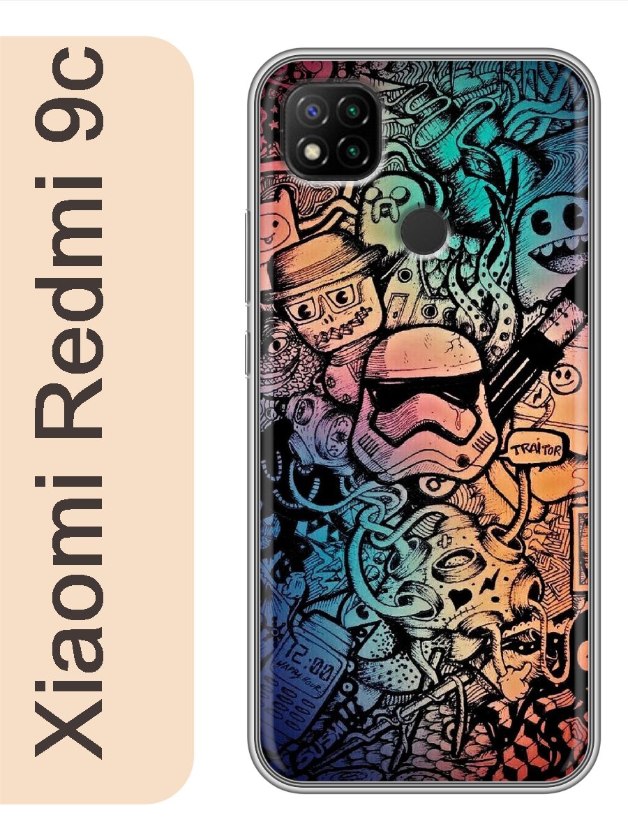 

Чехол на Xiaomi Redmi 9c фон штурмовики 094, Прозрачный, red9ckino