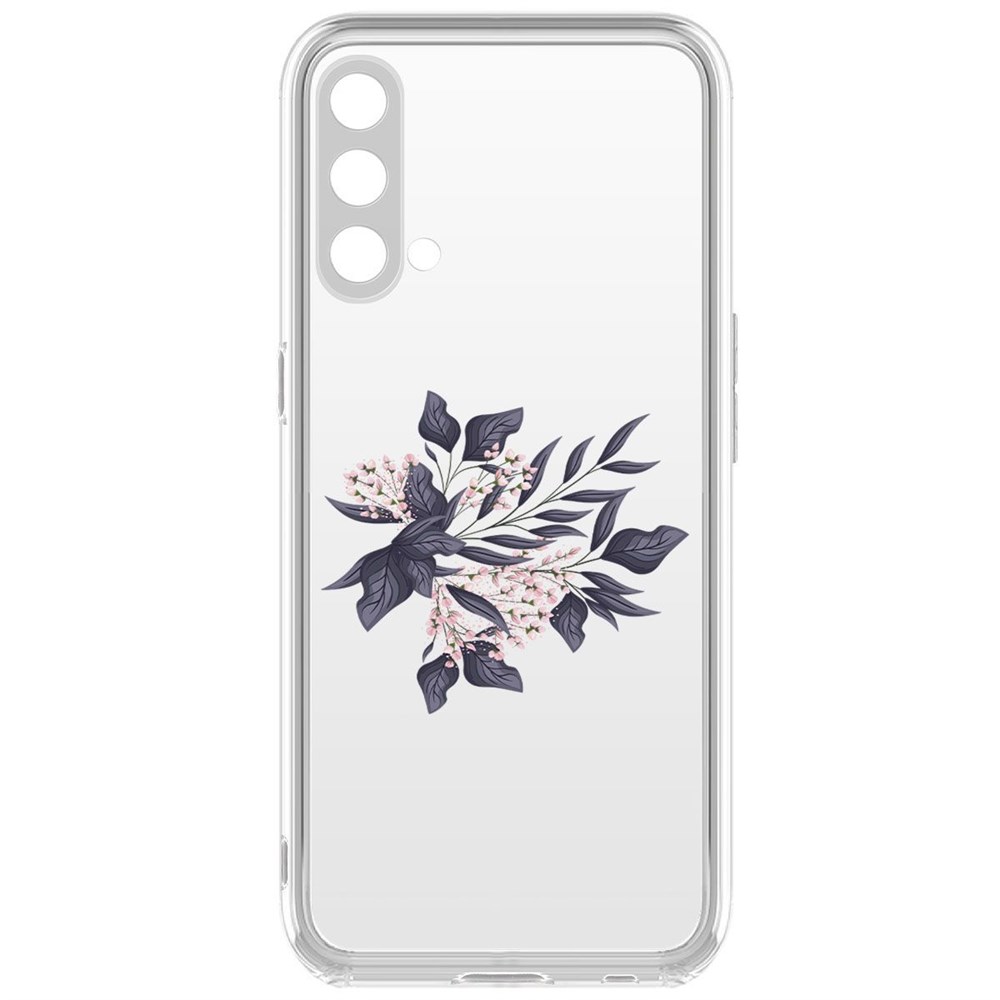 фото Чехол-накладка krutoff clear case розовые бутоны для oneplus nord ce 5g