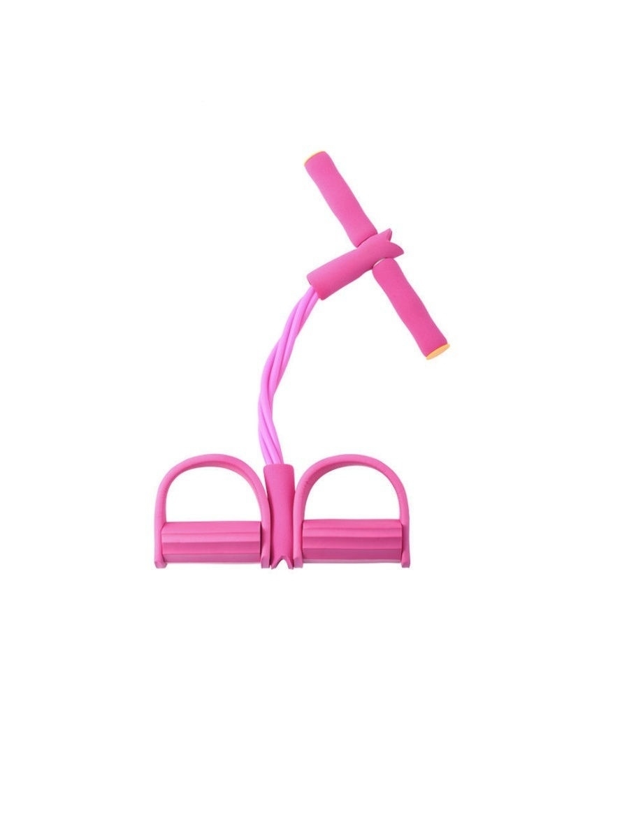 Трубчатый эспандер с петлями для ног и ручками (розовый)