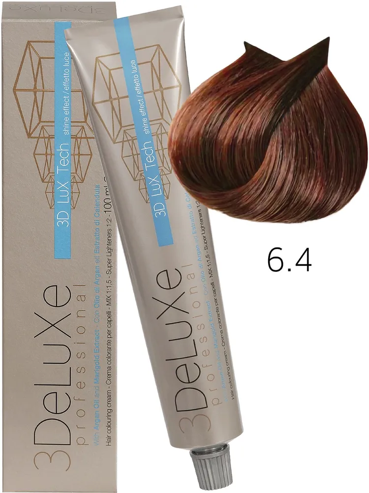 Крем-краска для волос 3Deluxe Professional 6.4 темный блондин медный 100 мл крем краска 3deluxe professional для волос 5 35 светло каштановый шоколадный 100 мл