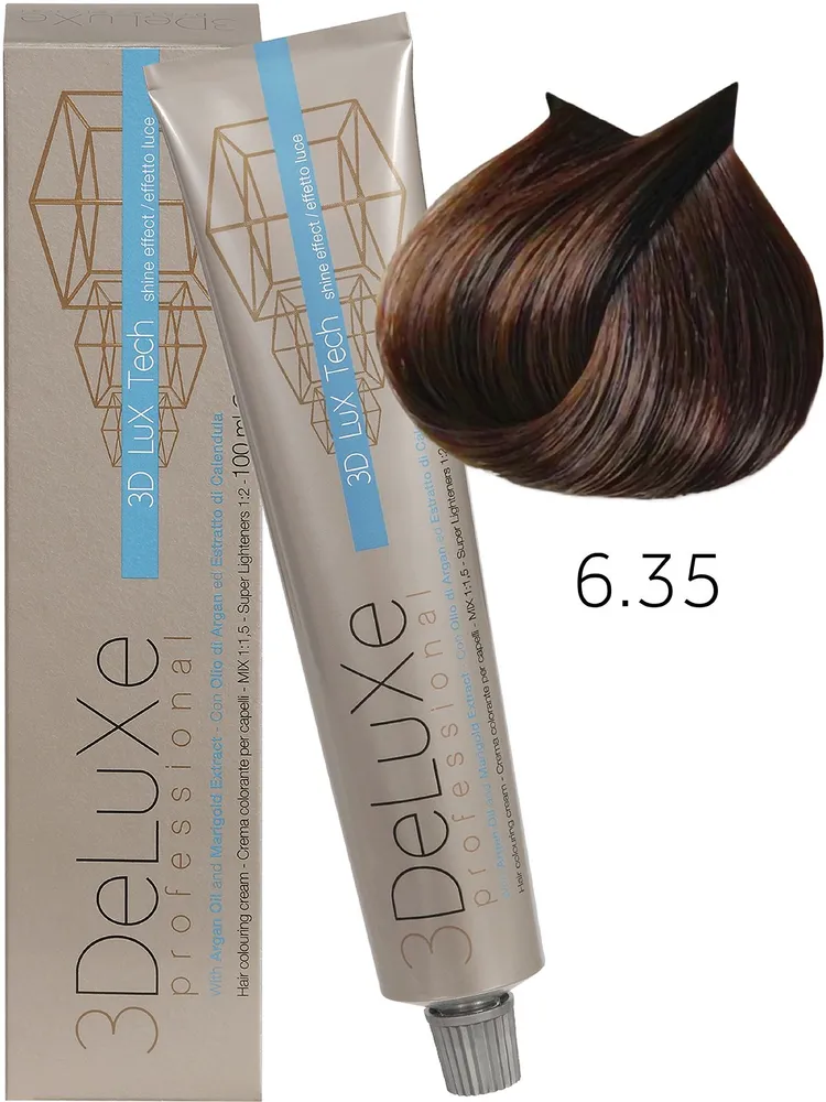 3DELUXE PROFESSIONAL 6.35 Крем-краска для волос   ТЕМНЫЙ БЛОНДИН ШОКОЛАДНЫЙ, 100мл