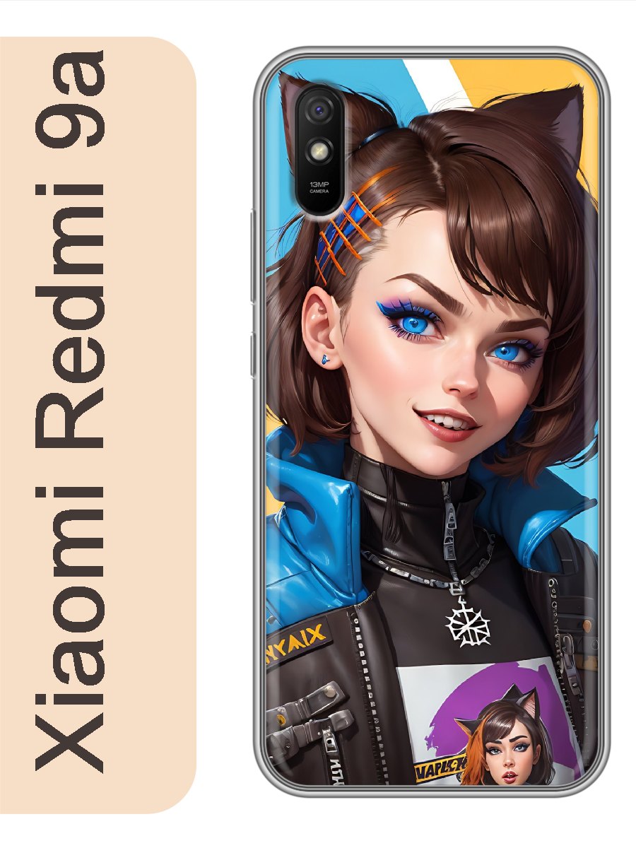 

Чехол на Xiaomi Redmi 9a девушка с ушками 974, red9aanim