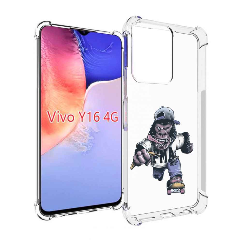 

Чехол MyPads Обезьяна на скейте для Vivo Y16 4G/ Vivo Y02S, Прозрачный, Tocco