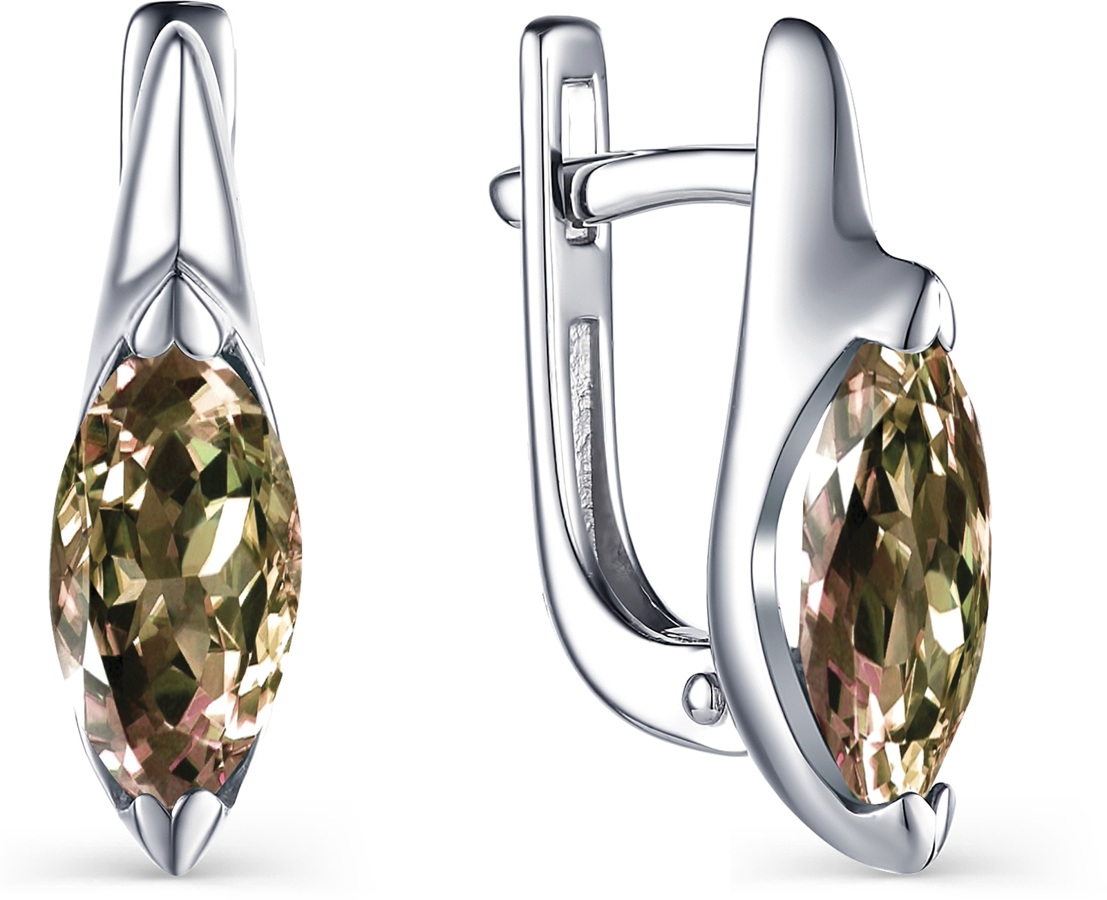 

Серьги женские из серебра АЛЬКОР 02-1599, султанит, 02-1599