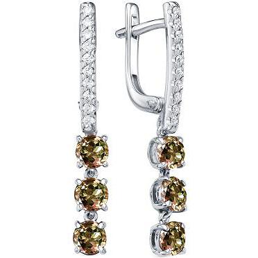 

Серьги женские из серебра АЛЬКОР 02-1593, султанит/фианит, 02-1593