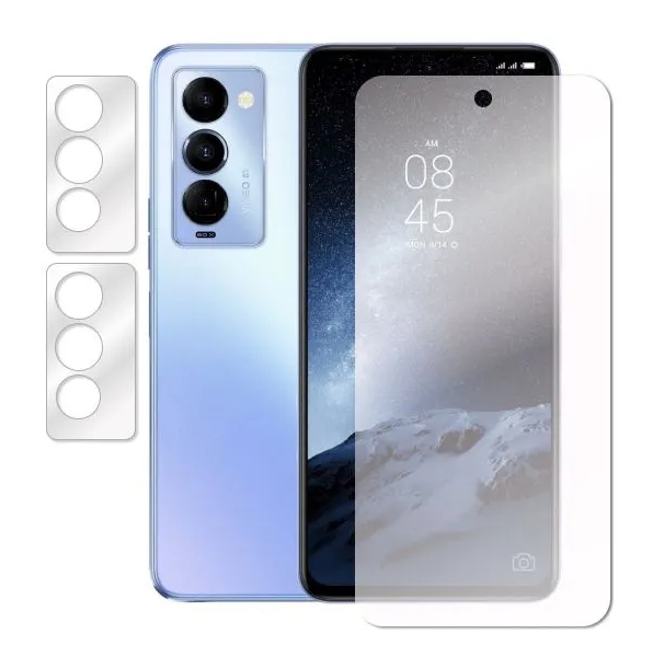 

Защитное стекло гибридное Krutoff для Tecno Camon 18 Premier + защита камеры 2шт 270380