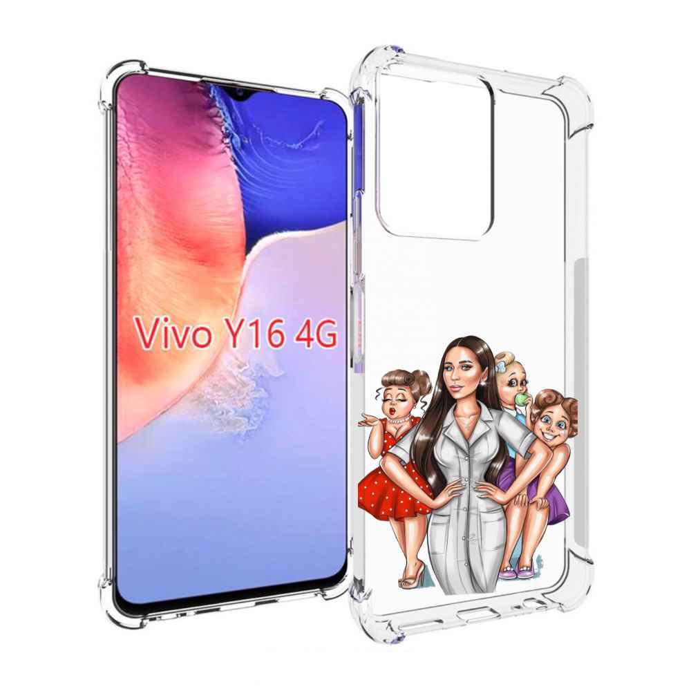 

Чехол MyPads Милые-дамы женский для Vivo Y16 4G/ Vivo Y02S, Прозрачный, Tocco
