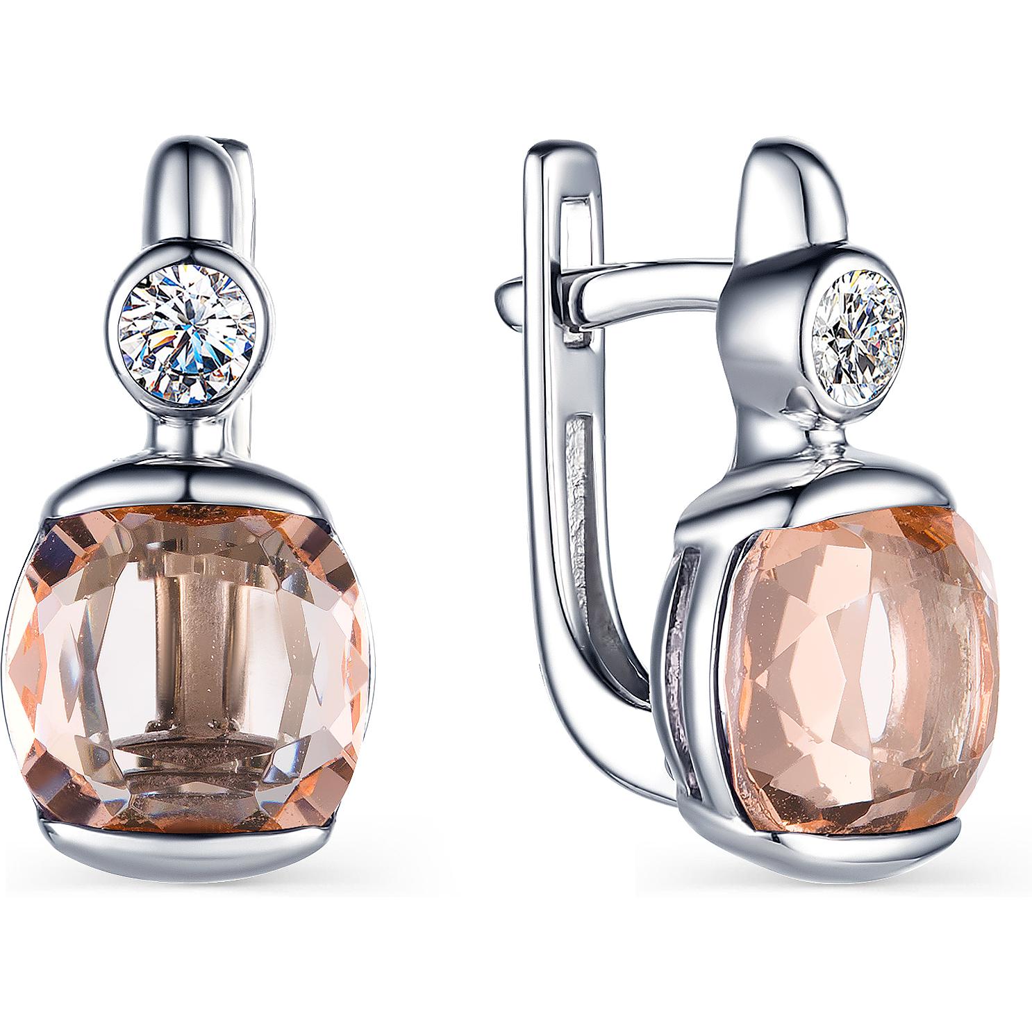 

Серьги женские из серебра АЛЬКОР 02-1602, фианит/морганит, 02-1602