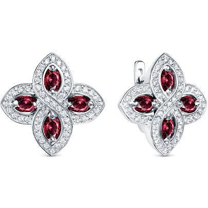 

Серьги женские из серебра АЛЬКОР 02-1549, рубин/фианит, 02-1549