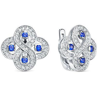 

Серьги женские из серебра АЛЬКОР 02-1567, сапфир/фианит, 02-1567