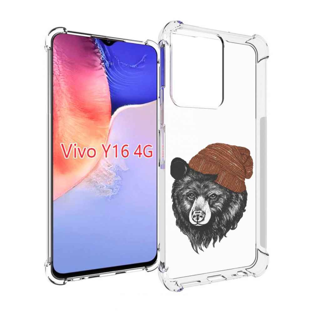 

Чехол MyPads Медведь в шапке 2 для Vivo Y16 4G/ Vivo Y02S, Прозрачный, Tocco