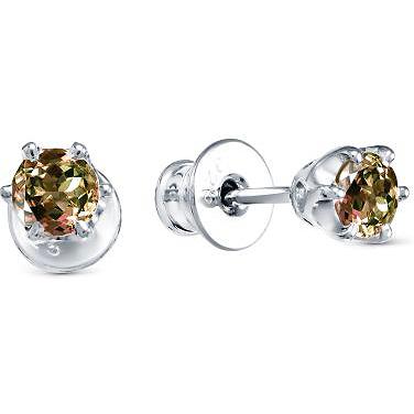 

Серьги-пусеты из серебра АЛЬКОР 02-1539, султанит, 02-1539