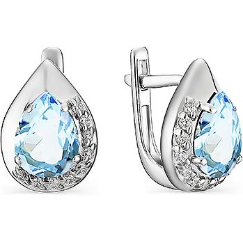 

Серьги женские из серебра АЛЬКОР 02-1319, фианит/топаз, 02-1319