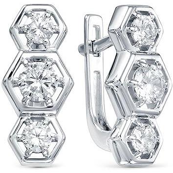 

Серьги женские из серебра АЛЬКОР 02-1595, фианит