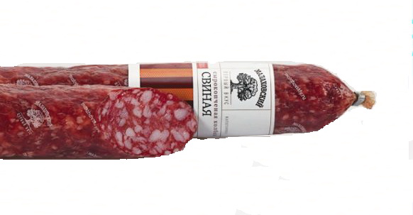 

Колбаса Малаховский Мясокомбинат Свиная сырокопченая +-1 кг