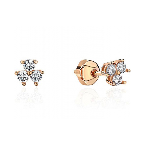 

Серьги пусеты из красного золота Эстет 01С1113942, фианит, 01С1113942