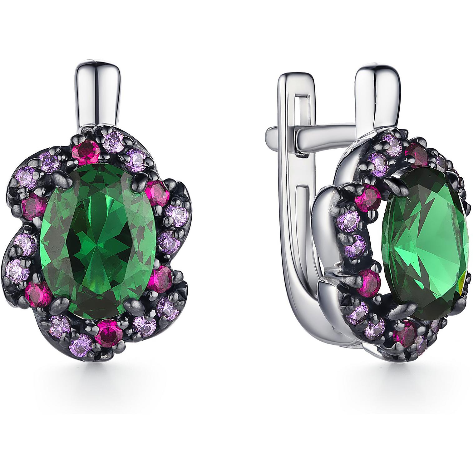

Серьги женские из серебра АЛЬКОР 02-1373, изумруд/фианит, 02-1373