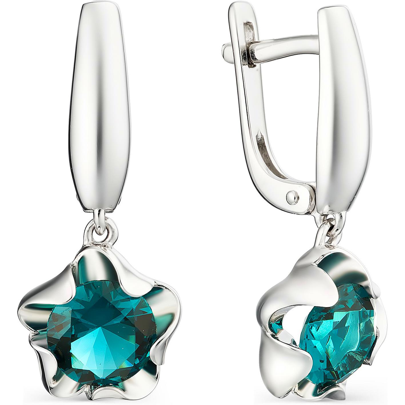 

Серьги женские из серебра АЛЬКОР 02-1124, топаз, 02-1124