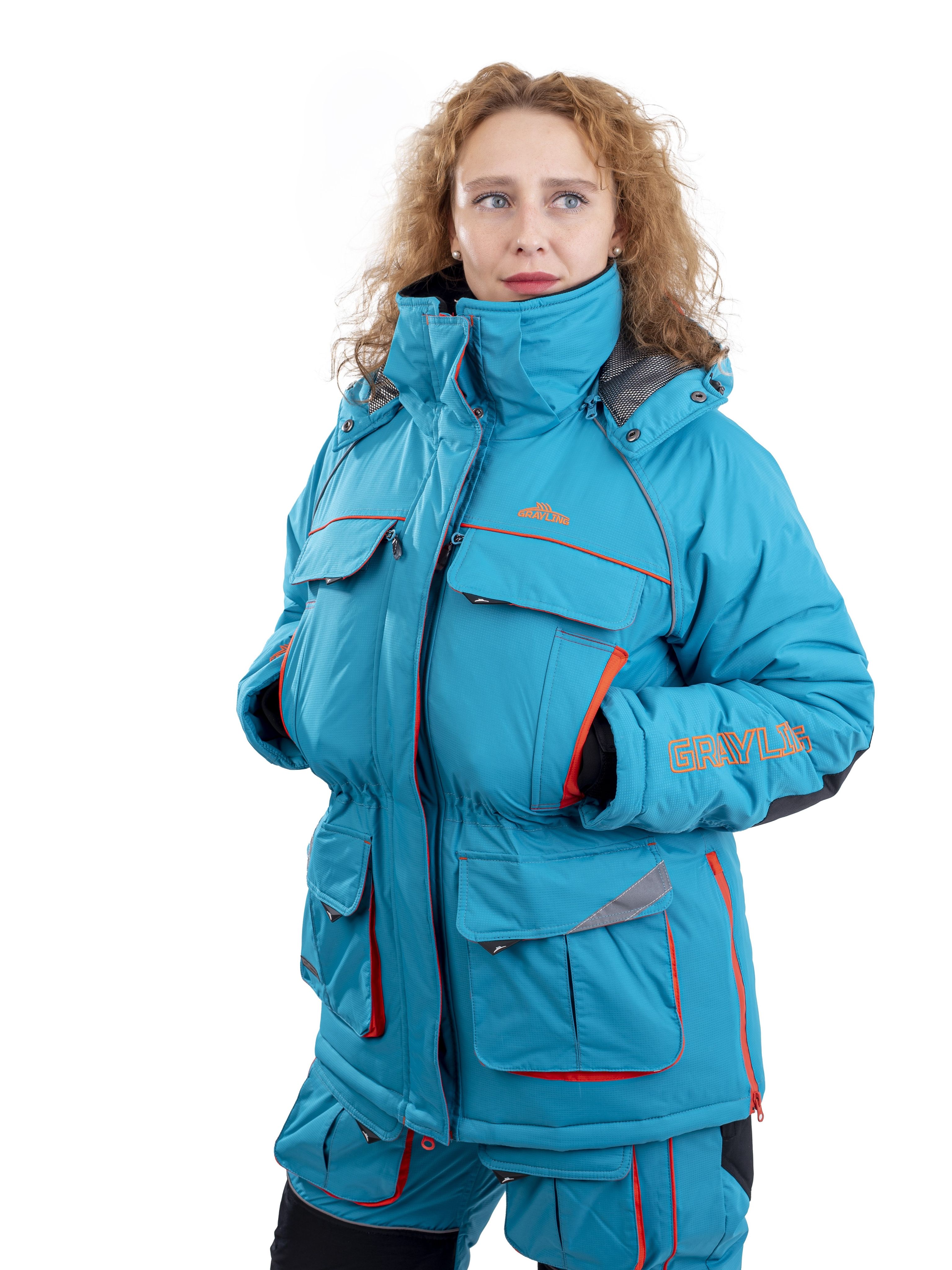 Камчатка женский зимний костюм для рыбалки NOVATEX бирюзовый оранжевый 44 на рост 170 см