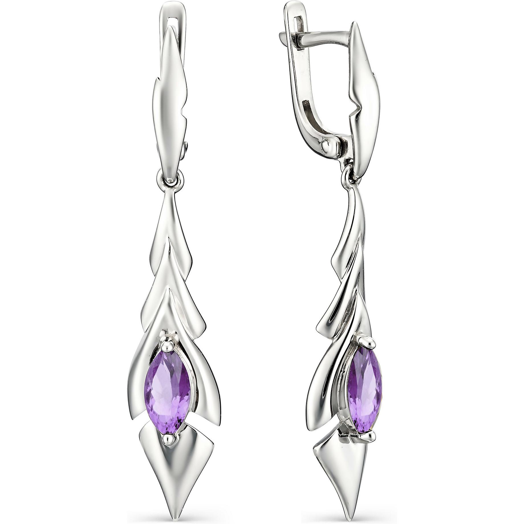 

Серьги женские из серебра АЛЬКОР 02-0946, аметист, 02-0946
