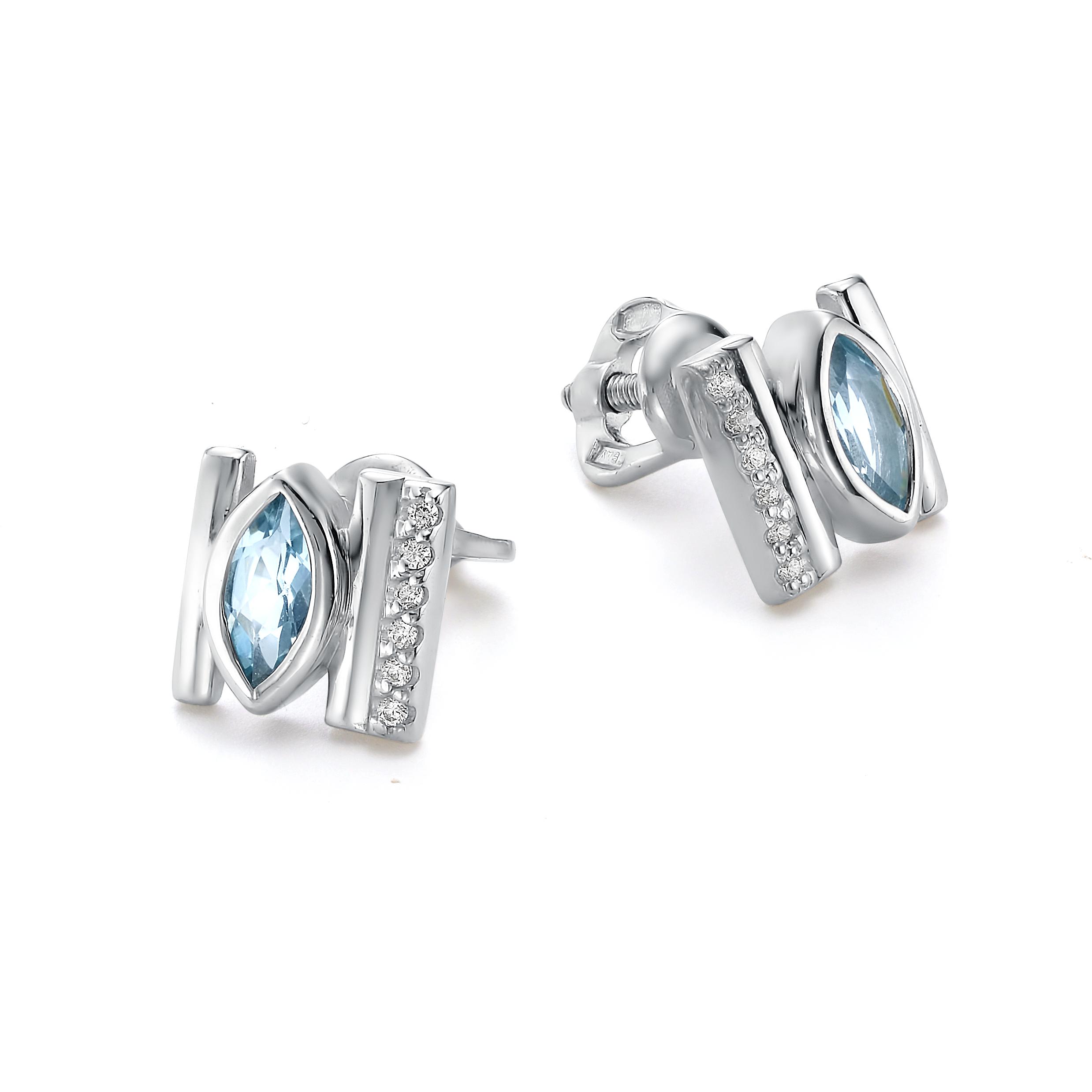 

Серьги женские из серебра АЛЬКОР 02-0476, топаз/фианит