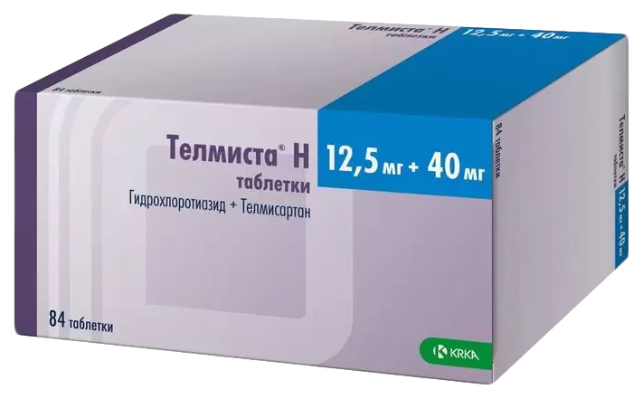 Купить Телмиста Н таблетки 40 мг+12, 5 мг 84 шт., KRKA