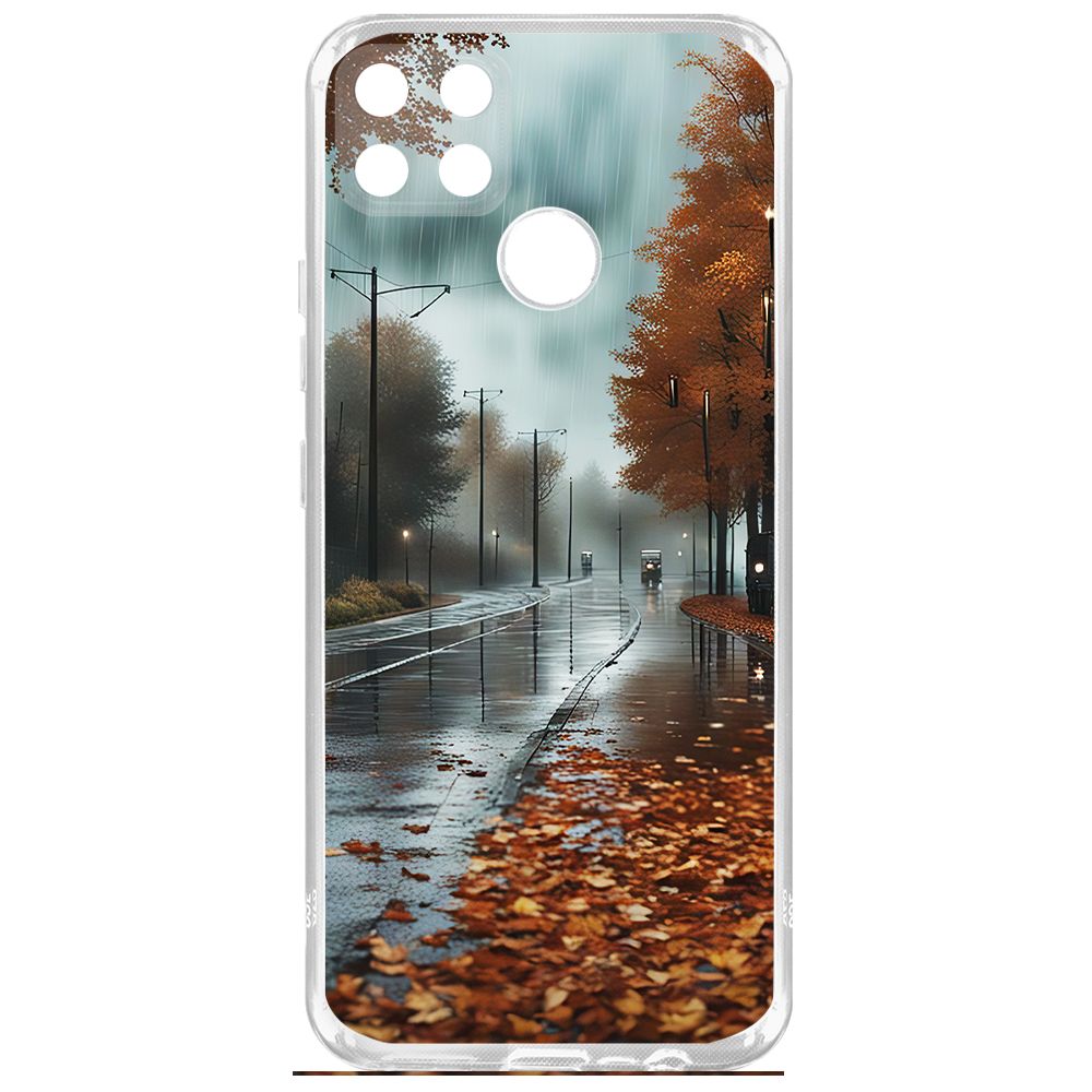 

Чехол-накладка Krutoff Clear Case Осенний дождь для Realme C25s, Прозрачный