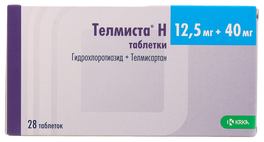 Купить Телмиста Н таблетки 40 мг+12, 5 мг 28 шт., KRKA